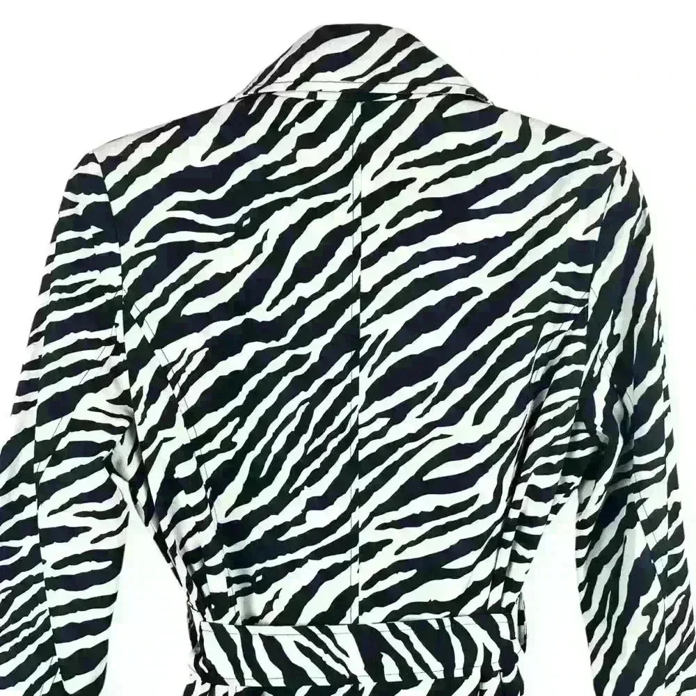 Sao Paulo Zebra Print  Size 12 Trench Coat - Boho Chic Animal Print Sexy Belted - Picture 6 of 16